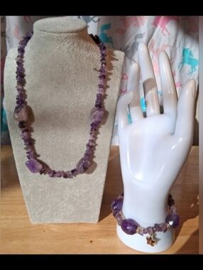 EUC Vintage Kirks Folly Amethyst Chunk & Chip February Birthstone Jewelry Set